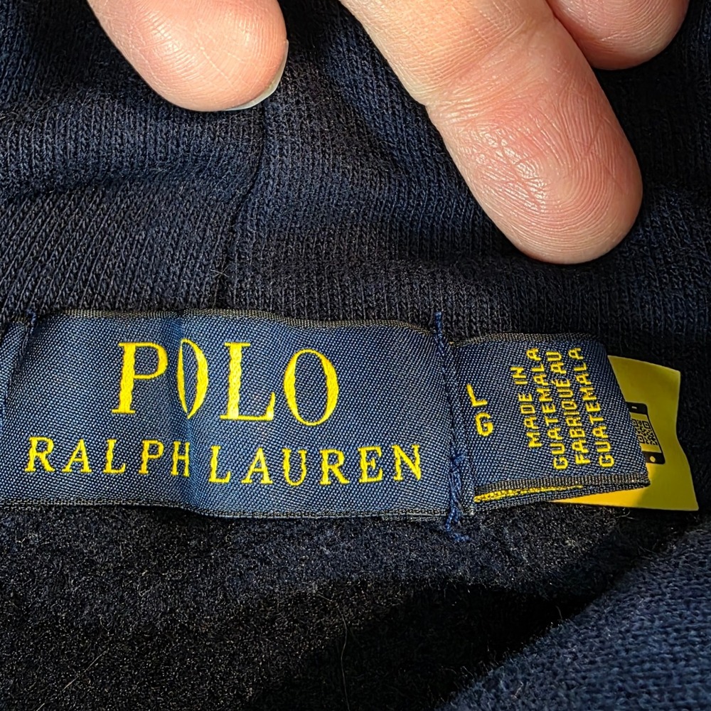 Polo Bear Ralph Lauren Fleece Hoodie Hooded Sweatshirt Football Graphic Men's Lg - Picture 6 of 13